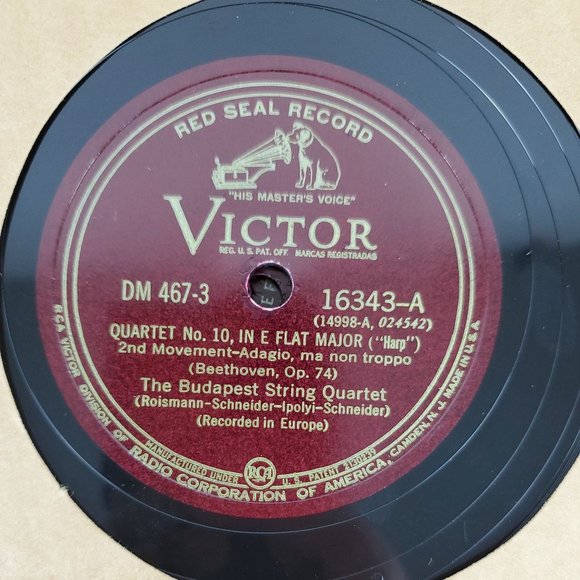 Beethoven “Quartet No. 10, in E Flat Major (Harp) (Op. 74)” Victor Set # M-467 - Picture 14 of 14
